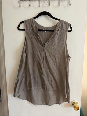 Fresh Laundry 100% Linen Tank Top - Gray
